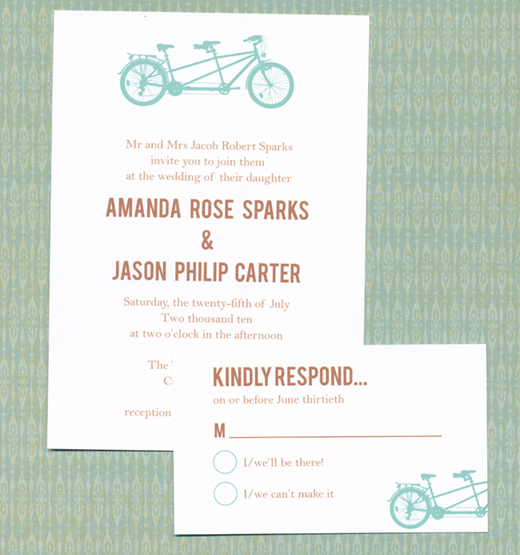 Tandem-Bike wedding invitation printable