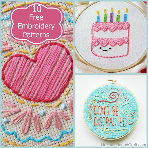 10 Free Embroidery Patterns @HandmadenCraft